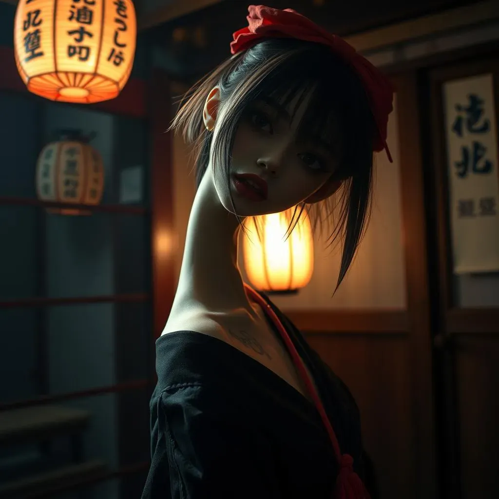 Horrifying japanese urban legend girl with long neck